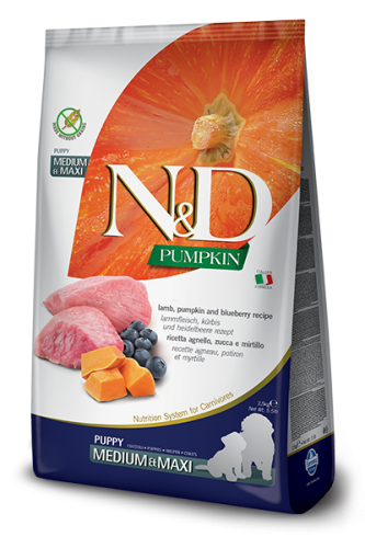 FARMINA N&D PUMPKIN Puppy Medium & Maxi Lamb, Pumpkin and Bluberry 2,5kg