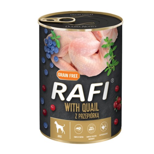 RAFI GRAIN FREE WITH QUAIL z borówkami i żurawiną (bezzbożowa) 400g