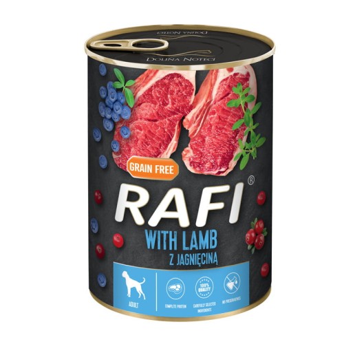 RAFI GRAIN FREE WITH JUNIOR LAMB z borówkami i żurawiną (bezzbożowa) 400g