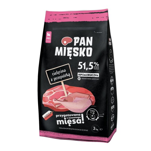 Pan Mięsko dla Szczeniąt Cielęcina z Przepiórką  XS  3kg 