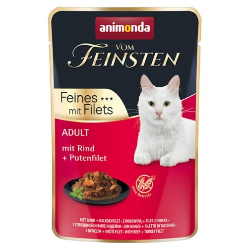 ANIMONDA Adult Cat Fileciki z Wołowiną i Indykiem 85g 
