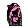 FLEXI Smycz automatyczna Classic Taśma M 25kg  różowa 5m 
