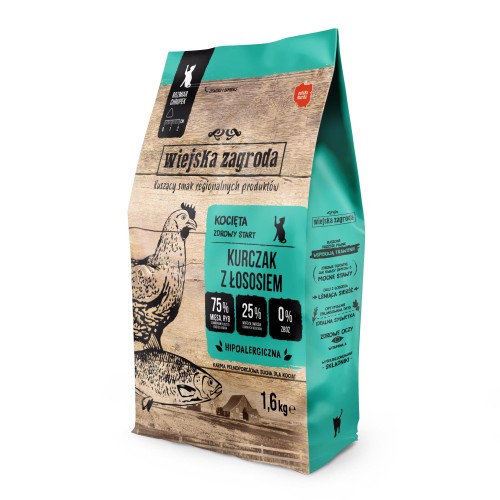 WIEJSKA ZAGRODA Kurczak z łososiem dla kociąt 400g 