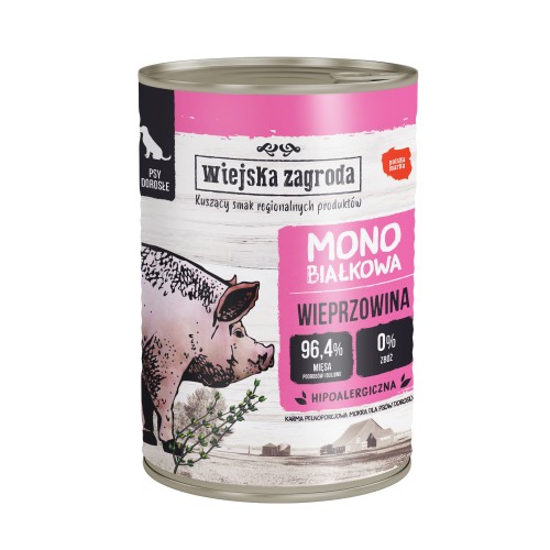 Wiejska zagroda karma monobiałkowa dla psa z wieprzowiną 400g 
