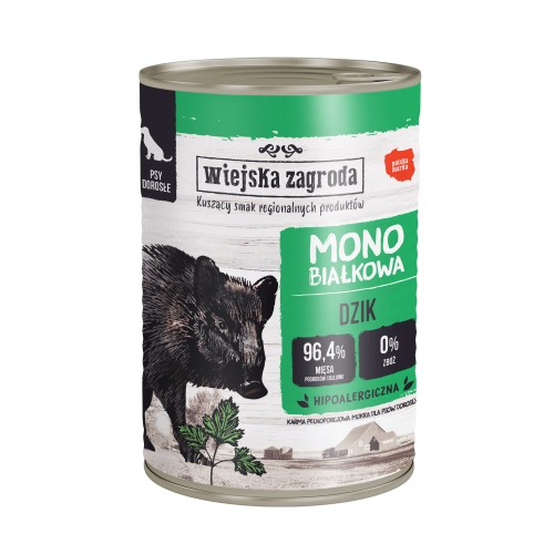 Wiejska zagroda karma monobiałkowa dla psa z dzikiem 400g 