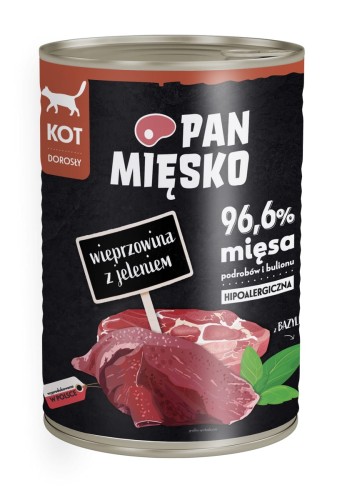 Pan mięsko wieprzowina z jeleniem dla kota 400g