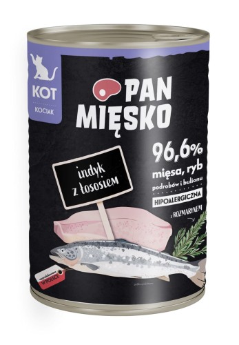 Pan mięsko indyk z łososiem dla kociąt 400g 