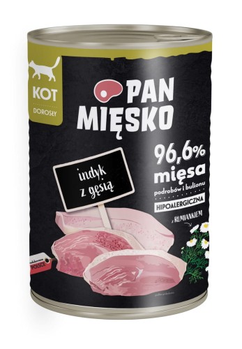 Pan mięsko indyk z gęsią  dla kota 400g