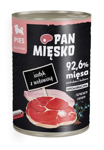 Pan mięsko karma indyk z wołowiną dla szczeniąt 400g  
