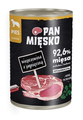 Pan mięsko karma mokra dla psa wieprzowina z jagnięciną 800g
