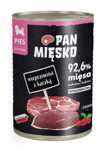 Pan mięsko karma mokra wieprzowina z kaczką dla szczeniąt 800g 