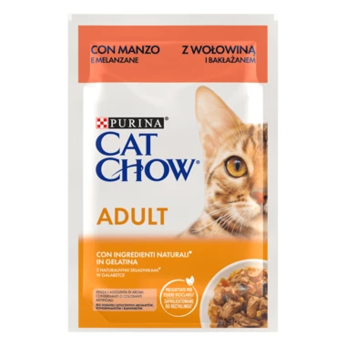 Purina Cat Chow Adult z wołowiną i bakłażanem w galaretce 85g