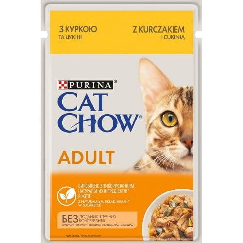 Purina Cat Chow Adult, kurczak z cukinią w galaretce 85g 