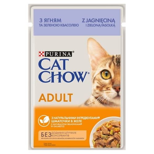 Purina Cat Chow Adult jagnięcina i zielona fasolka  w galarecie 85g