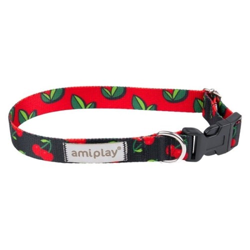 AMIPLAY Obroża regulowana cherry  