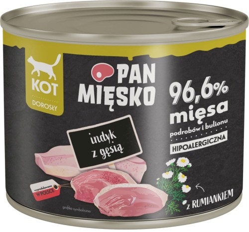 PAN MIĘSKO Indyk z Gęsią dla kota 200g