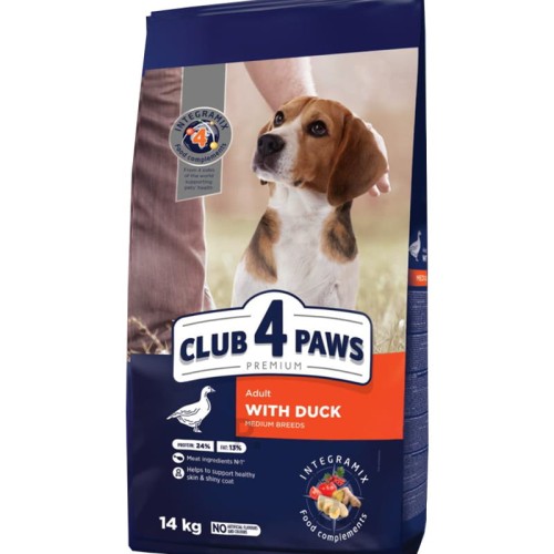 CLUB 4 PAWS Adult Medium Kaczka 14kg
