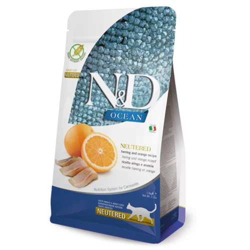 N&D OCEAN NEUTERED Adult Śledź z pomarańcza  1,5kg