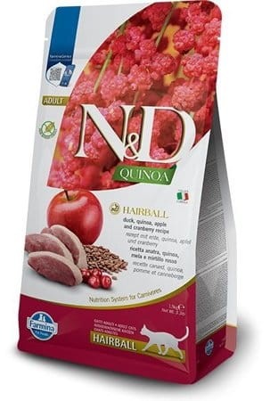 FARMINA N&D QUINOA  HAIRBALL Kaczka 300g