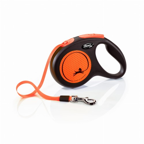 FLEXI Smycz automatyczna Taśma M 25kg pomarańczowy neon 5m