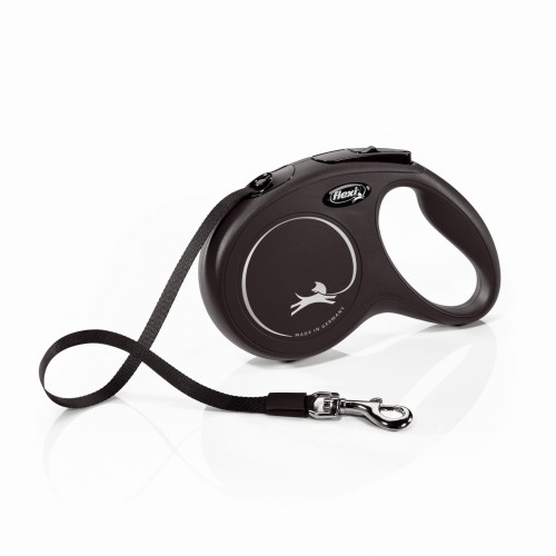 FLEXI Smycz automatyczna  Classic Taśma M 25kg  czarna 5m 