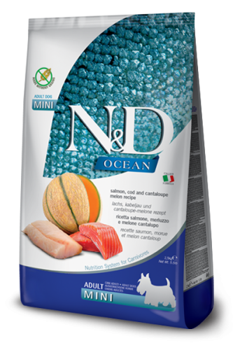 FARMINA N&D OCEAN Adult Mini Salmon, Cod & Cantalupe Melon  2,5kg 