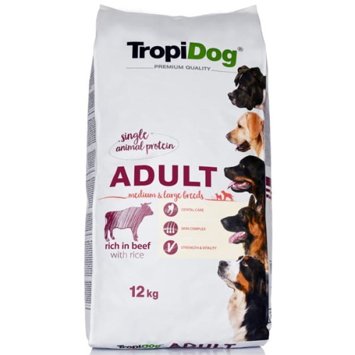 TROPIDOG Adult  Medium & Large Wołowina 12kg 