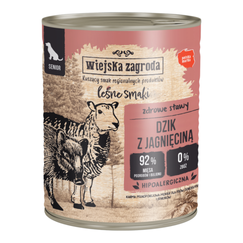 Wiejska Zagroda Leśne Smaki Karma Mokra dla Starszego Psa Dzik z Jagnięciną  800g