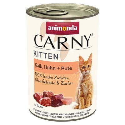 ANIMONDA CARNY Kitten Cielęcina, kurczak i indyk dla kociąt 400g 