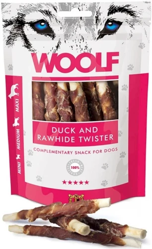 WOOLF Duck Rawhide Twister- pałeczki owinięte kaczką 100g