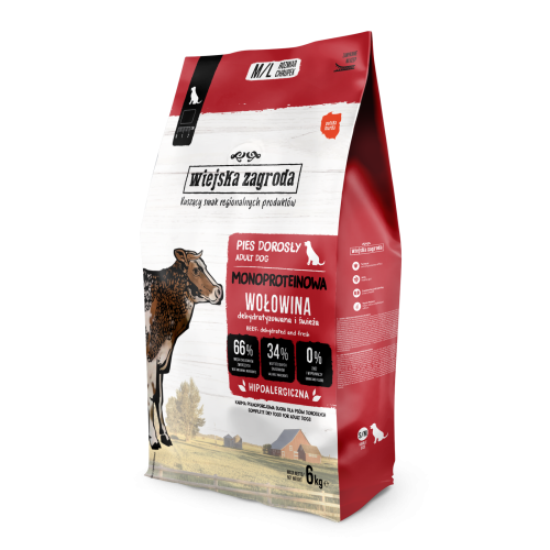 Wiejska Zagroda Monoproteinowa Wołowina M/L  6kg 