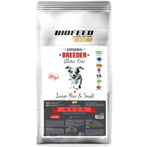 BIOFEED Euphoria Breeder Junior Mini & Small  z Wołowiną 15kg