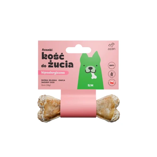 AZANKI Kość do żucia S/M ze skóry jelenia z owcą i jagodami goji 12cm 