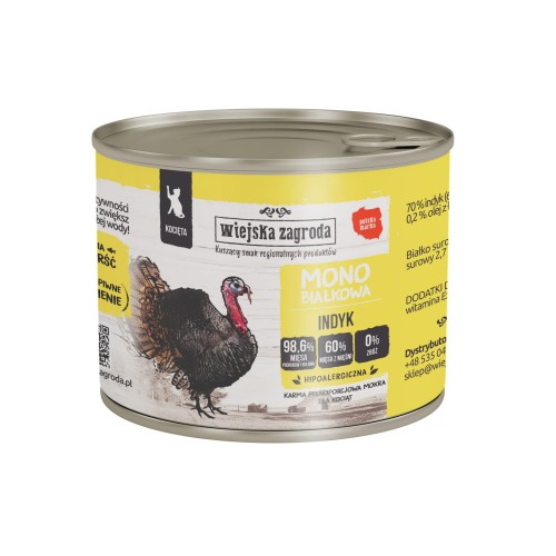 Wiejska Zagroda Indyk monobiałkowa 200 g (kociak)