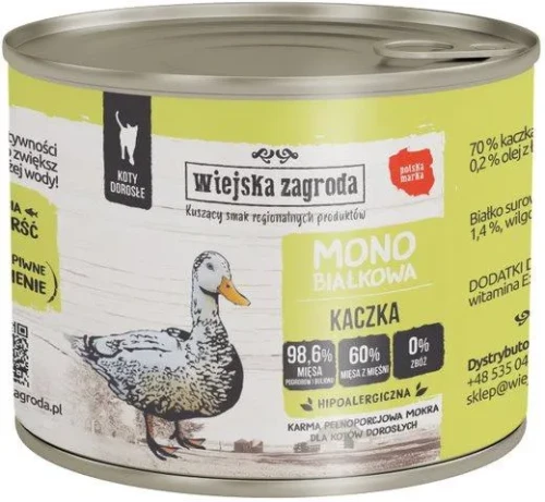 Wiejska Zagroda karma monobiałkowa dla kota z kaczką 200g  
