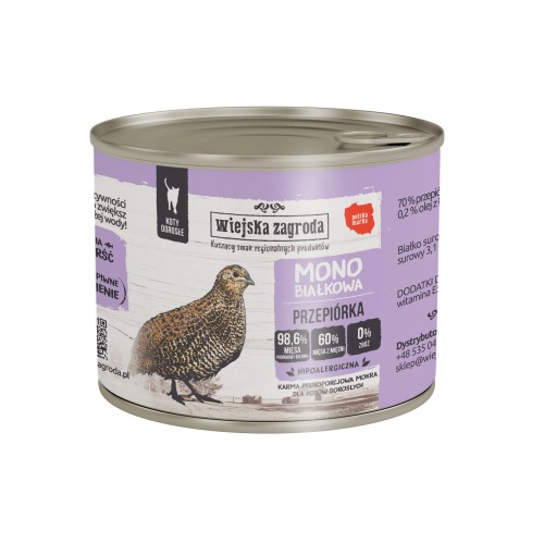 Wiejska zagroda karma monobiałkowa dla kota z przepiórką 200g