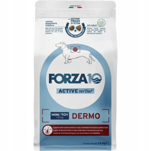 FORZA10 Active Vet Diet Toy & Mini Dermo - Skóra i Sierść - 1,5kg