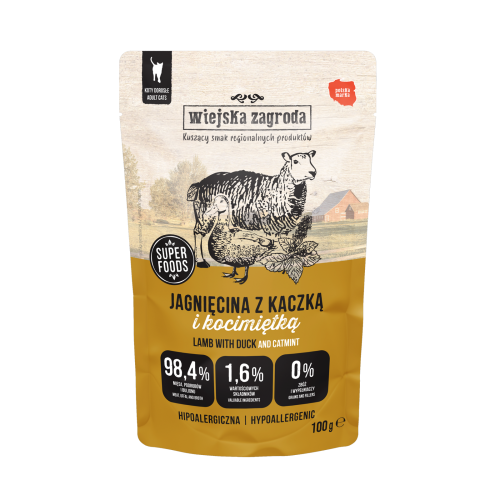 WIEJSKA ZAGRODA Jagnięcina z kaczką i kocimiętką (dorosły) 100g