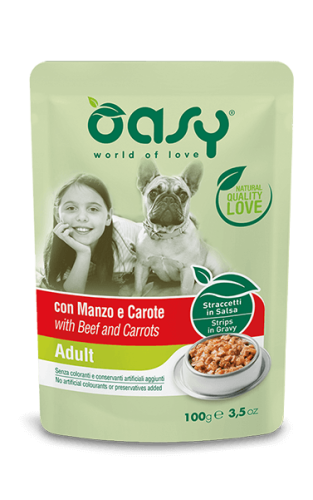 OASY STRIPS IN GRAVY Adult with Beef and Carrots 100g
