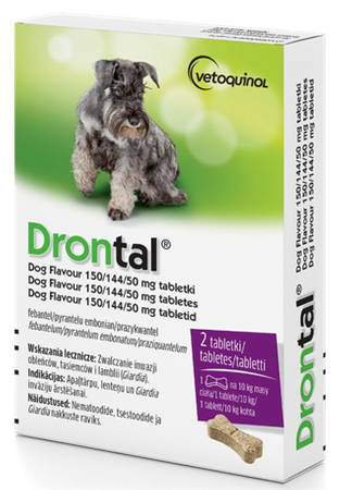 Vetoquinol  DRONTAL DOG FLAVOUR 150/144/50MG tabletki dla psów -  2 tabletki