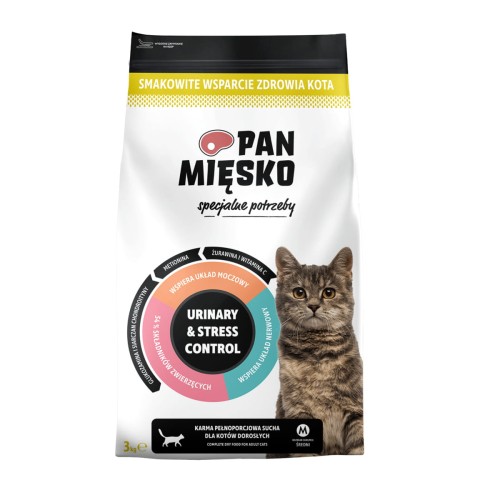 Pan Mięsko Specjalne potrzeby Urinary & Stress Control - Indyk (dorosły) chrupki M 3 kg