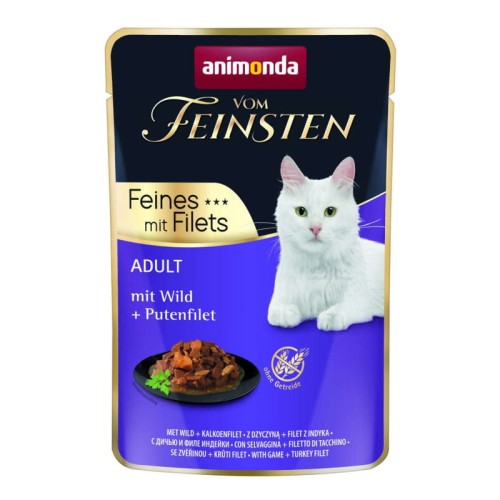 ANIMONDA Adult Cat Fileciki z Dziczyzną i Indykiem 85g   