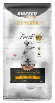 BIOFEED Karma dla szczeniąt EUPHORIA Fresh Turkey Monoprotein (średnie i duże rasy) 12kg