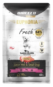 BIOFEED Karma dla szczeniąt EUPHORIA Fresh z indykiem i królikiem (mini i małe rasy) 0,5kg 