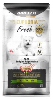 BIOFEED Karma dla psów EUPHORIA Fresh z indykiem i jagnięciną (mini i małe rasy) 2kg