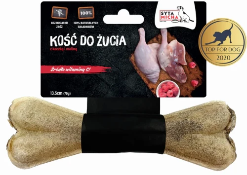 SYTA MICHA Kość do żucia dla psa z kaczką i malinami 13,5 cm