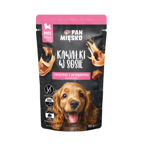 Pan Mięsko Kawałki w sosie Cielęcina z przepiórką (szczeniak) 150g