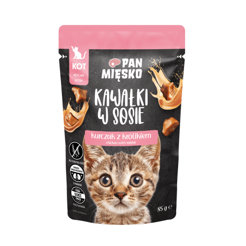 Pan Mięsko Kawałki w sosie Kurczak z królikiem (kociak) 85g