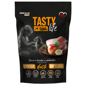 Tasty Dogs Life KACZKA 90% - danie w galaretce (saszetka) 150g dla szczeniąt (1)