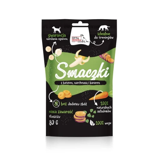 SYTA MICHA Smaczki dla psa z batatem, marchewką i bananem [WEGE] 80g 